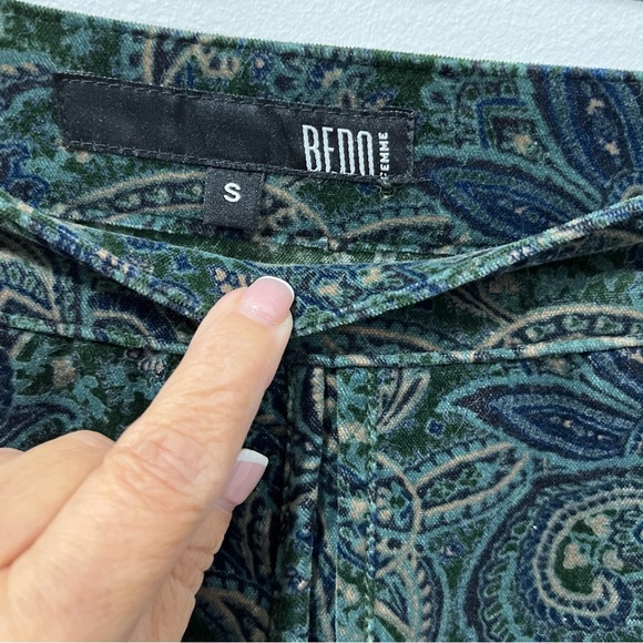 FOREST GREEN PAISLEY PRINT VELVET SKIRT - Picture 6 of 9